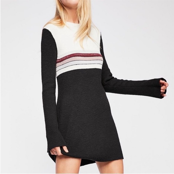 Free People womans Colorblock Striped Sweater Dress Mini Dress Size S - Picture 1 of 4